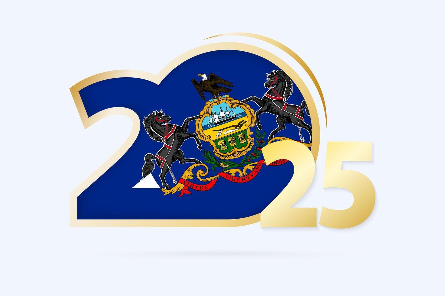 Year 2025 with Pennsylvania Flag pattern. vector