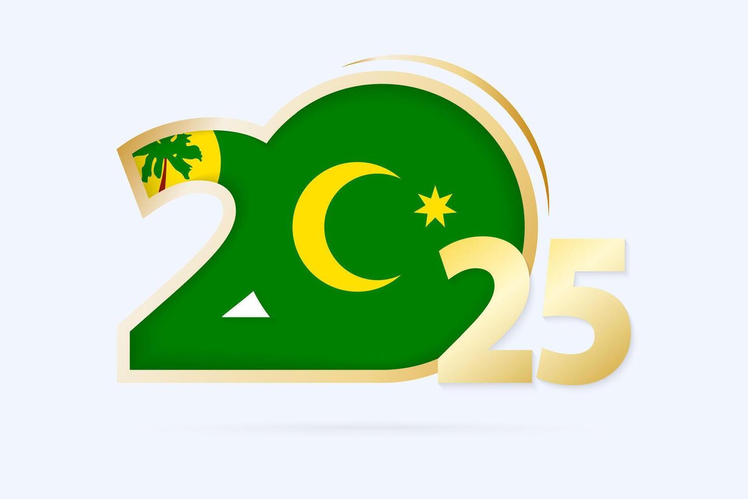 Year 2025 with Cocos Islands Flag pattern. vector