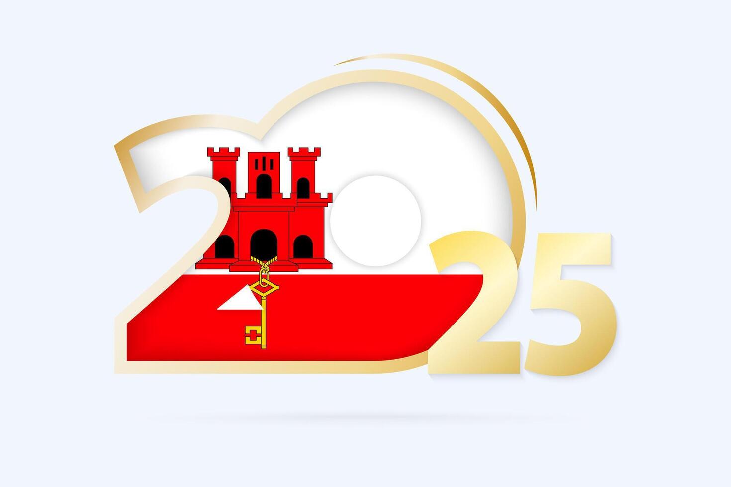 Year 2025 with Gibraltar Flag pattern. vector