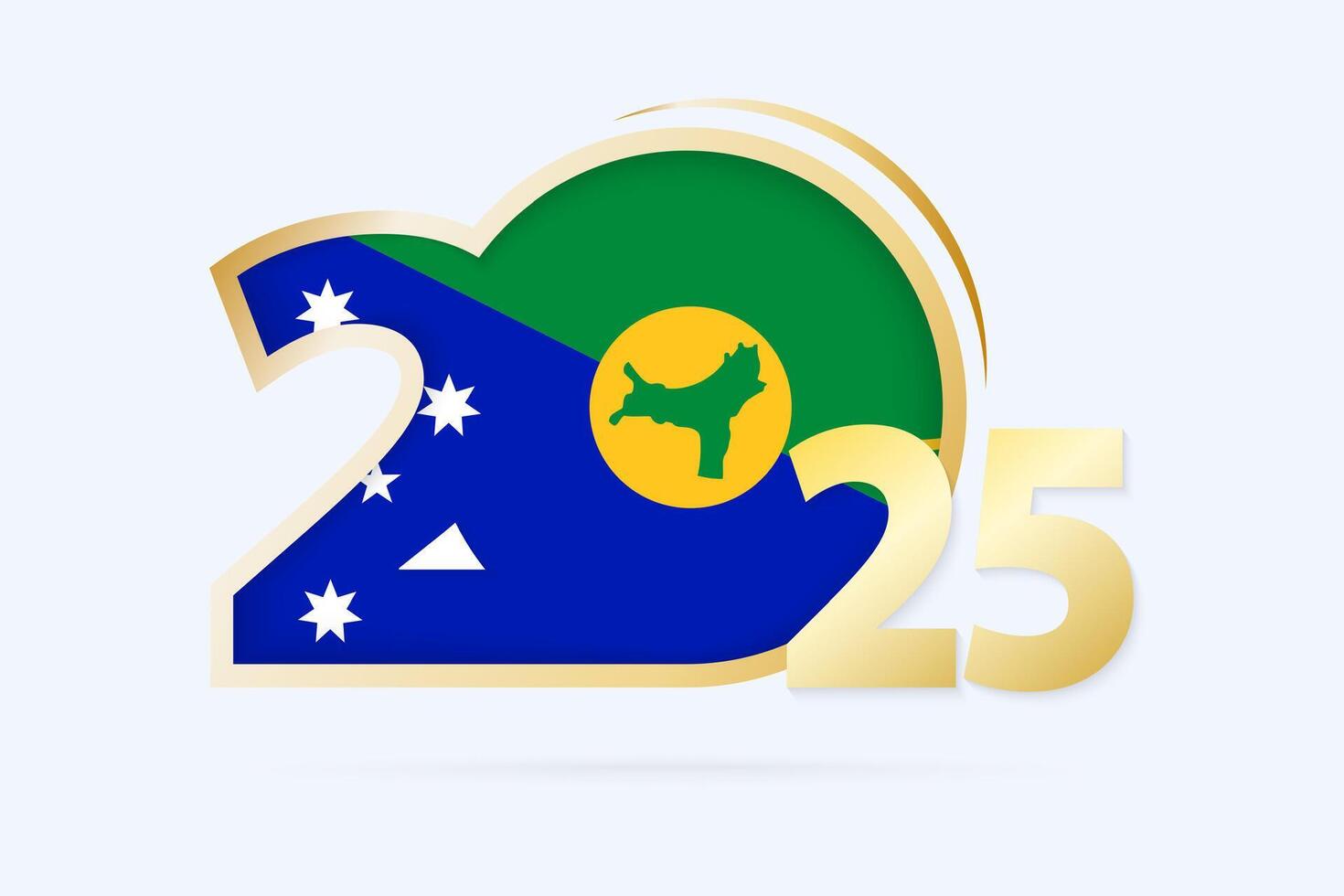Year 2025 with Christmas Island Flag pattern. vector
