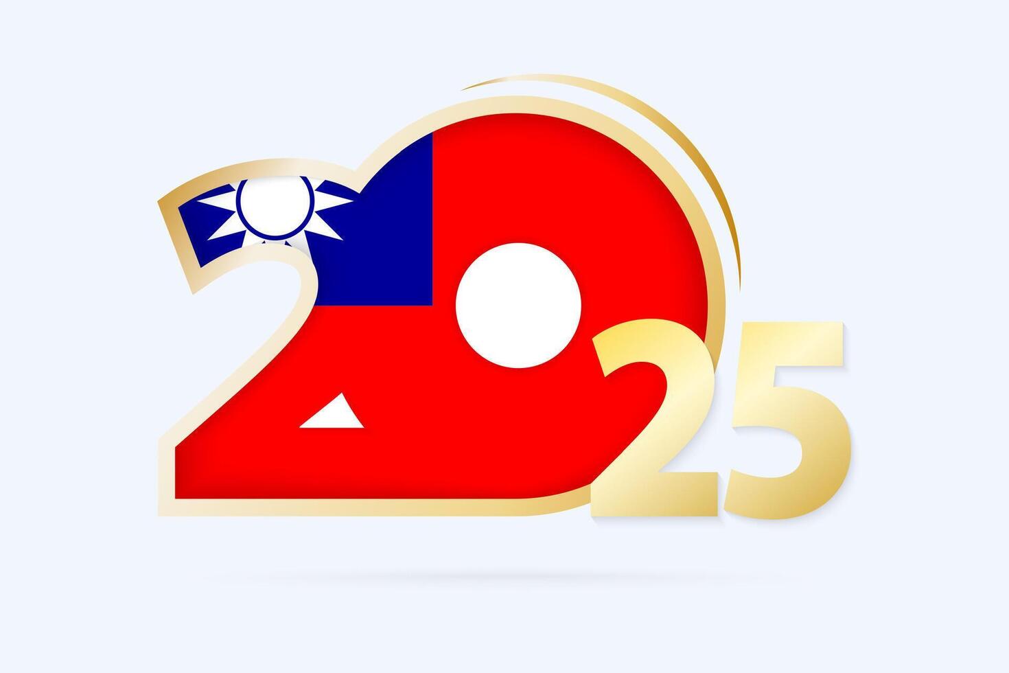 Year 2025 with Taiwan Flag pattern. vector