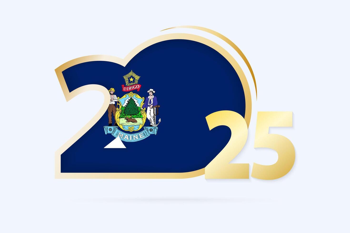 Year 2025 with Maine Flag pattern. vector