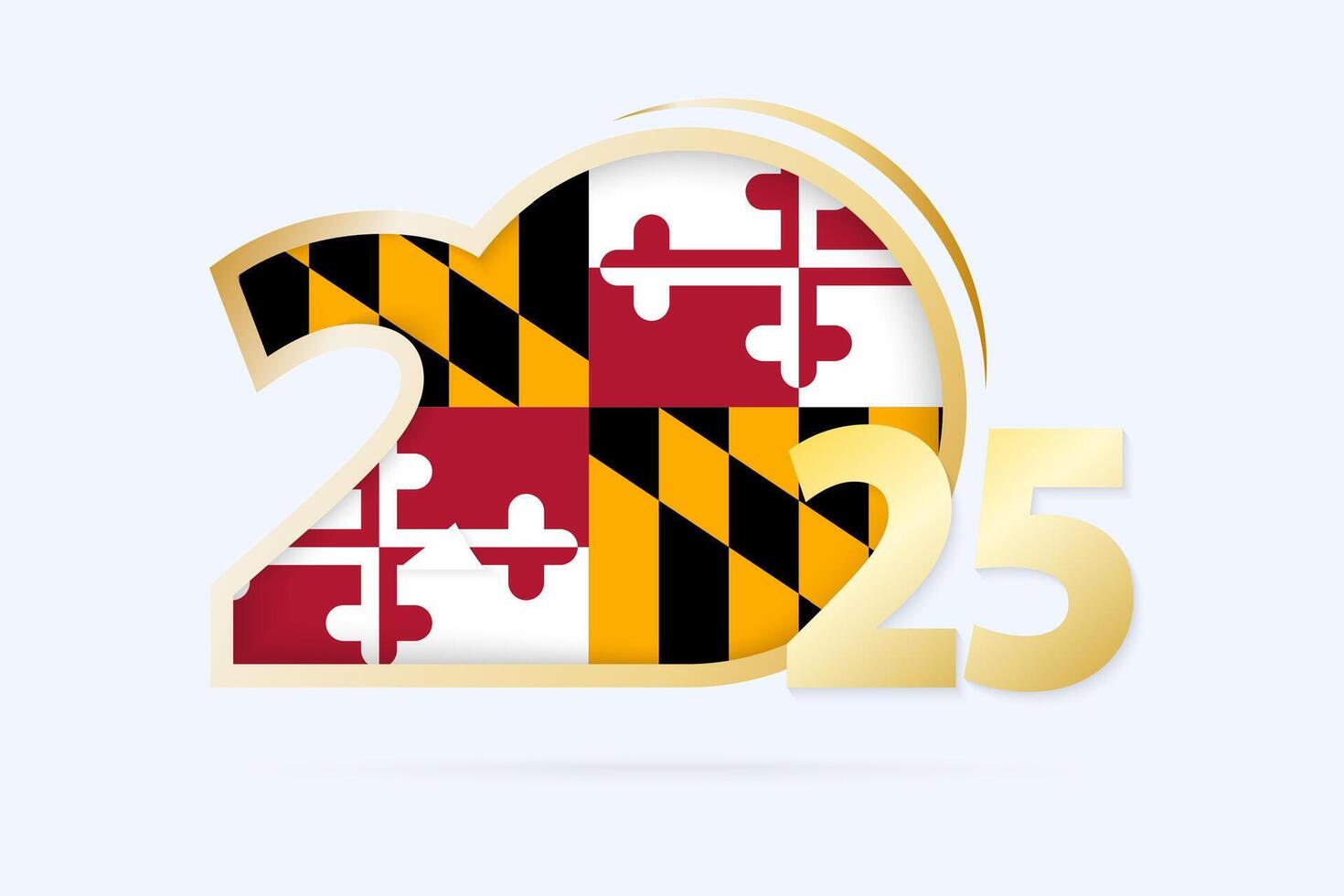 Year 2025 with Maryland Flag pattern. vector