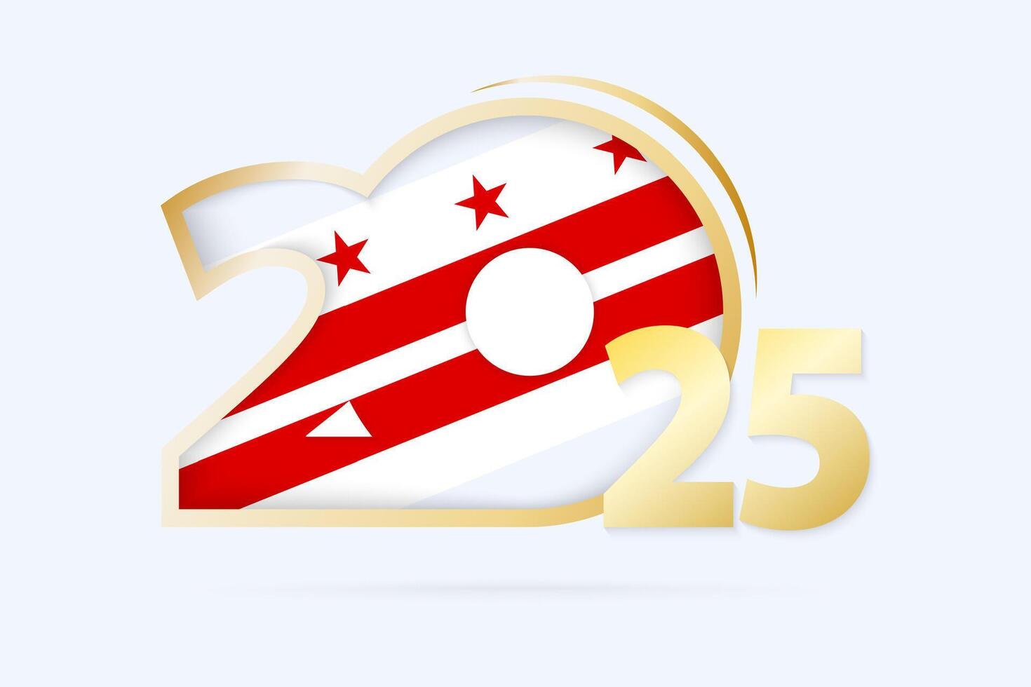 Year 2025 with District of Columbia Flag pattern. vector