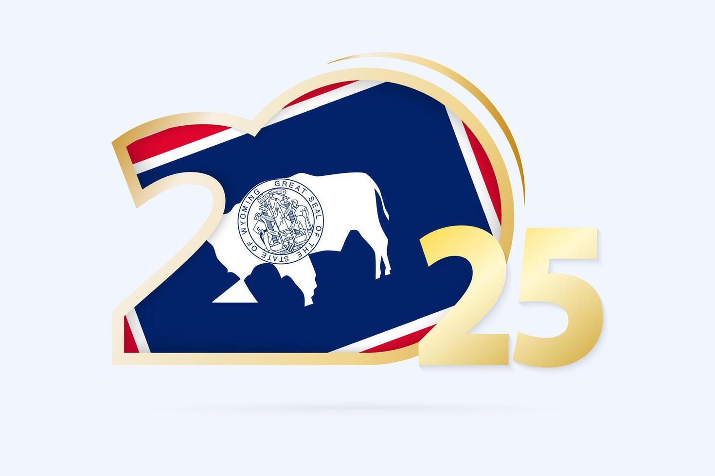 Year 2025 with Wyoming Flag pattern. vector