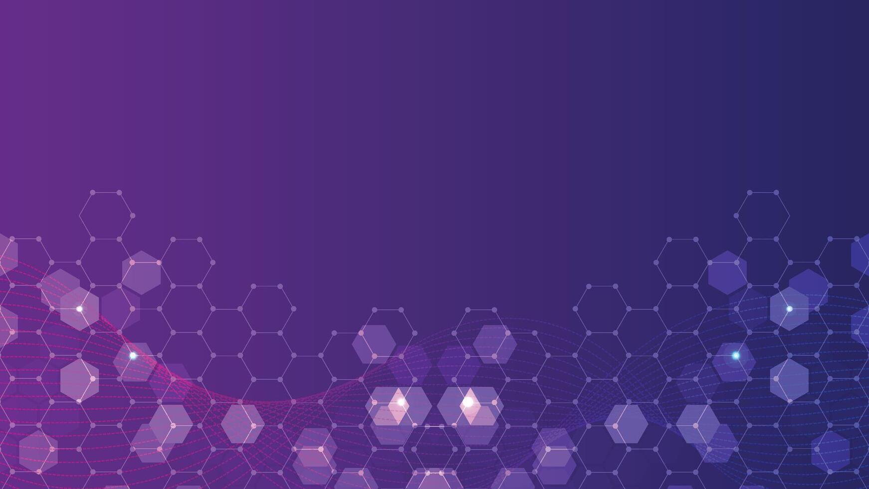 Modern digital technology background with hexagons pattern, dots, and lines. Molecular structure, network connection and communication. Science and technology concept background vector