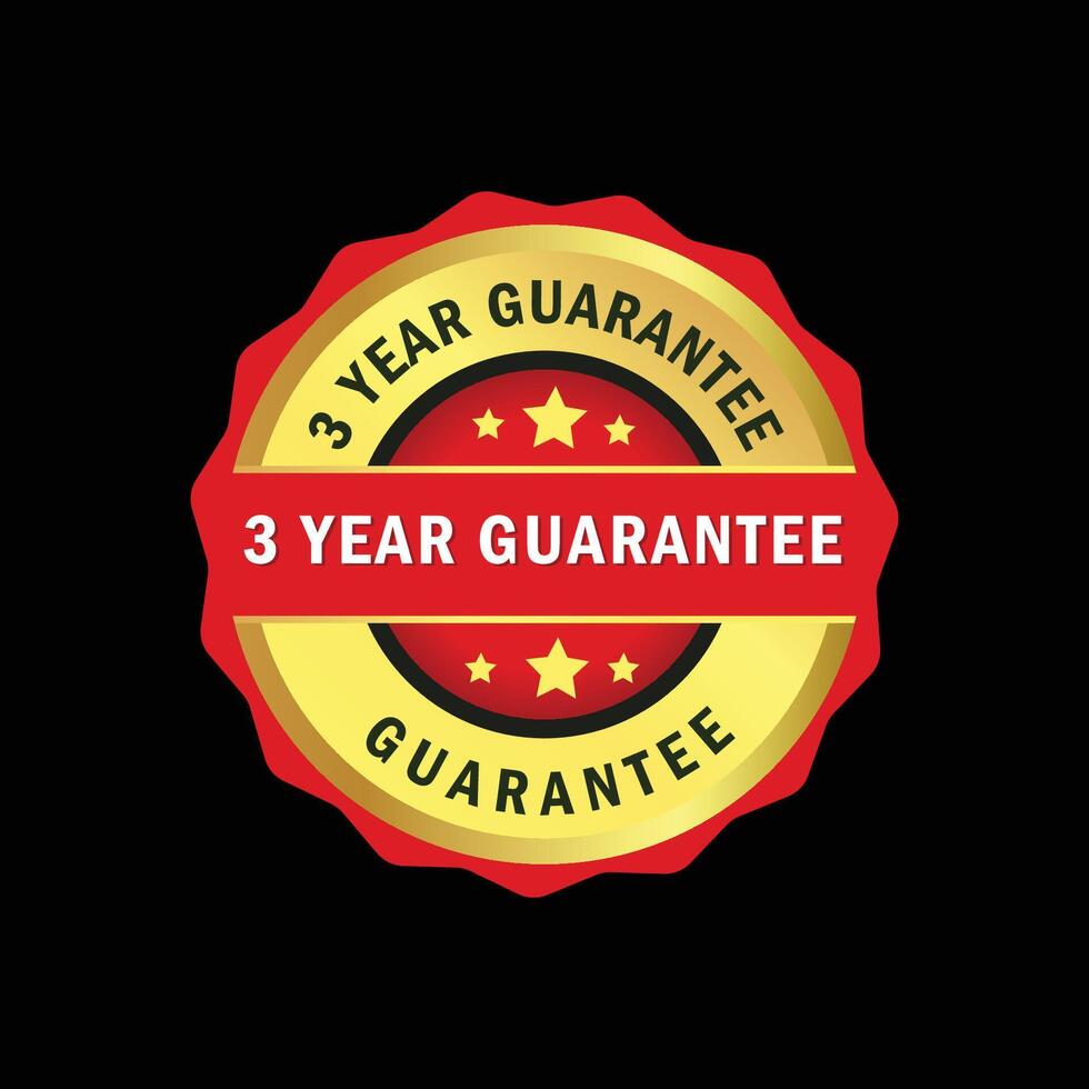 Three year guarantee Victor design . gold and red color vector