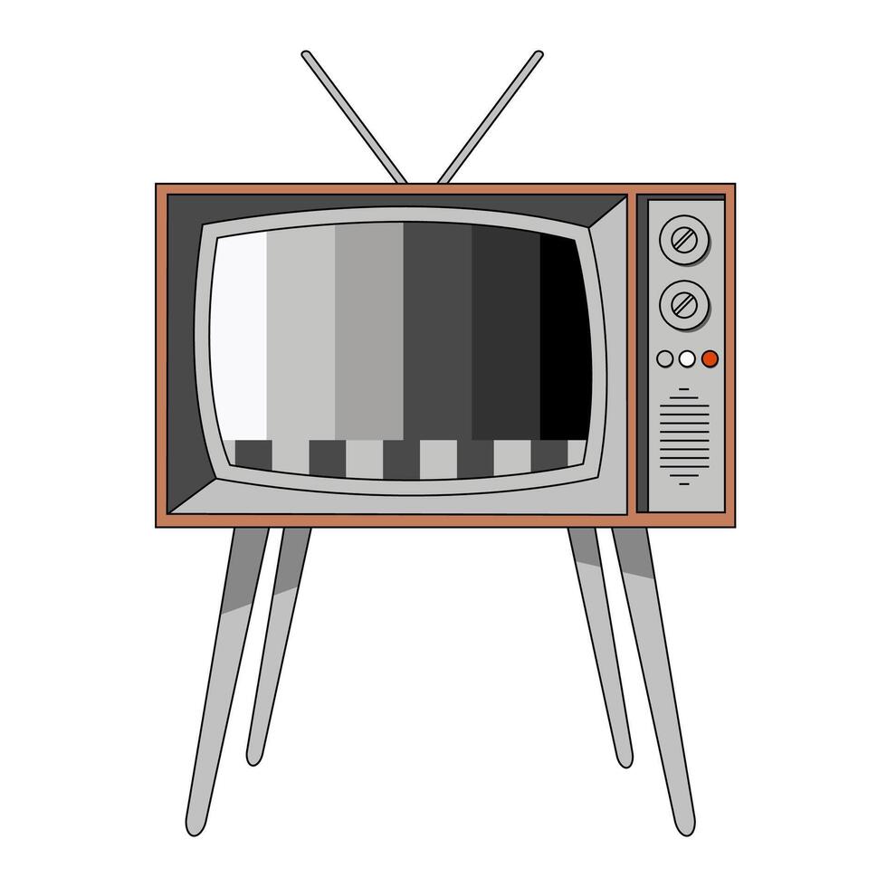 Retro television set. Old-fashioned tv with static noise error on screen. vector
