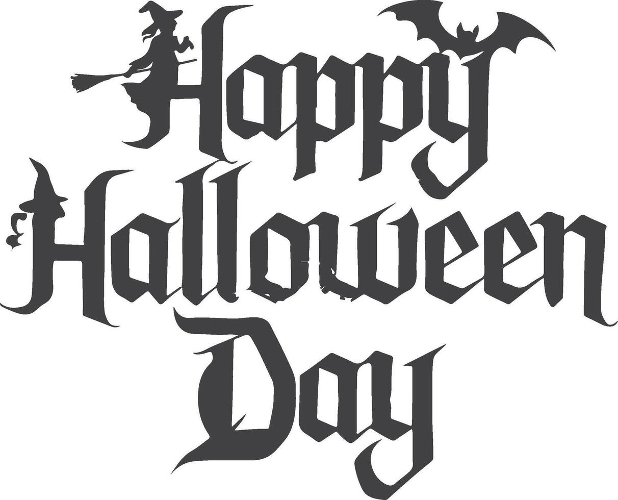 Happy Halloween Day lettering text typography silhouette style vector