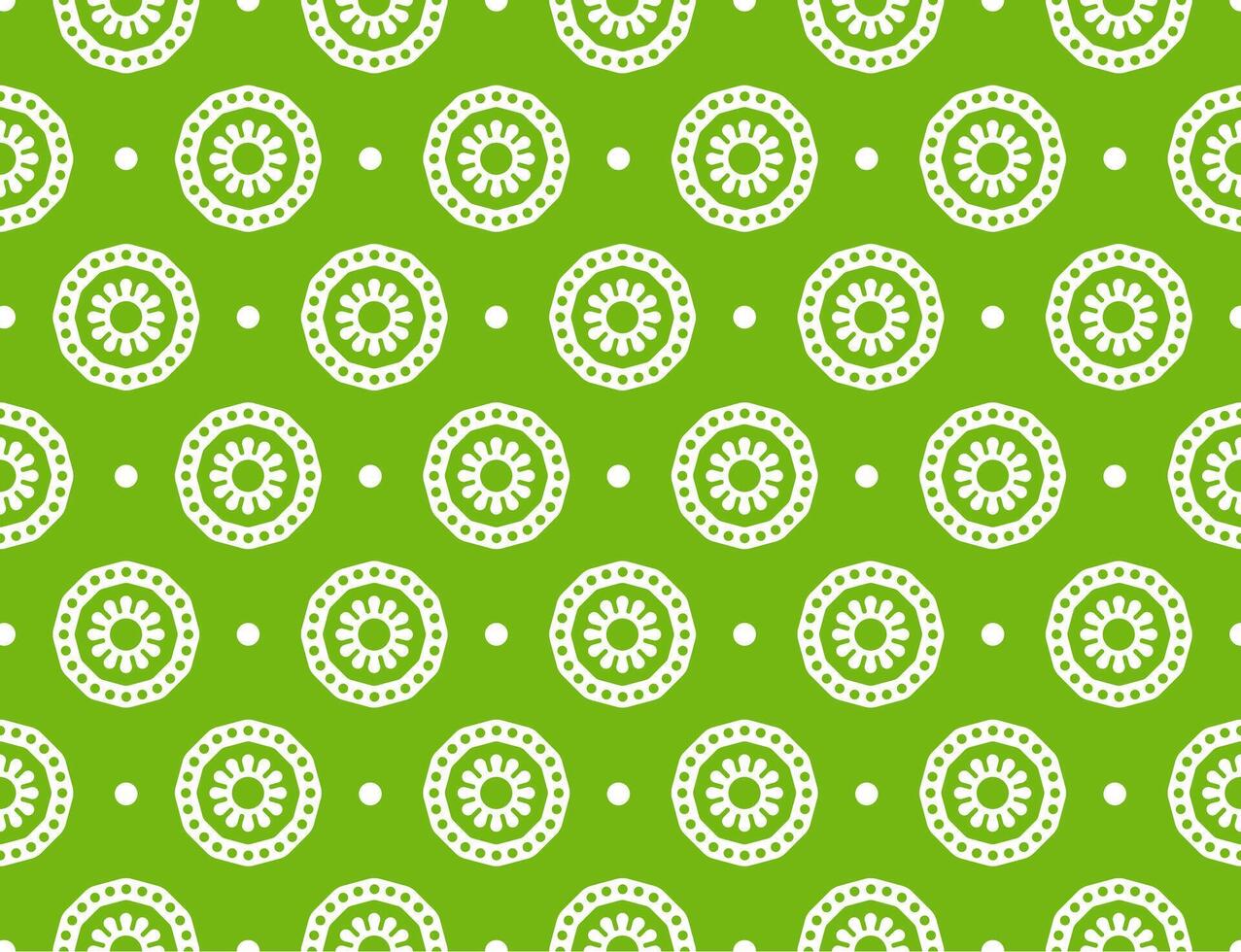 Clean abstract green pattern with white circles for fabric and cover. Seamless neat pattern in polka dots on a green background vector