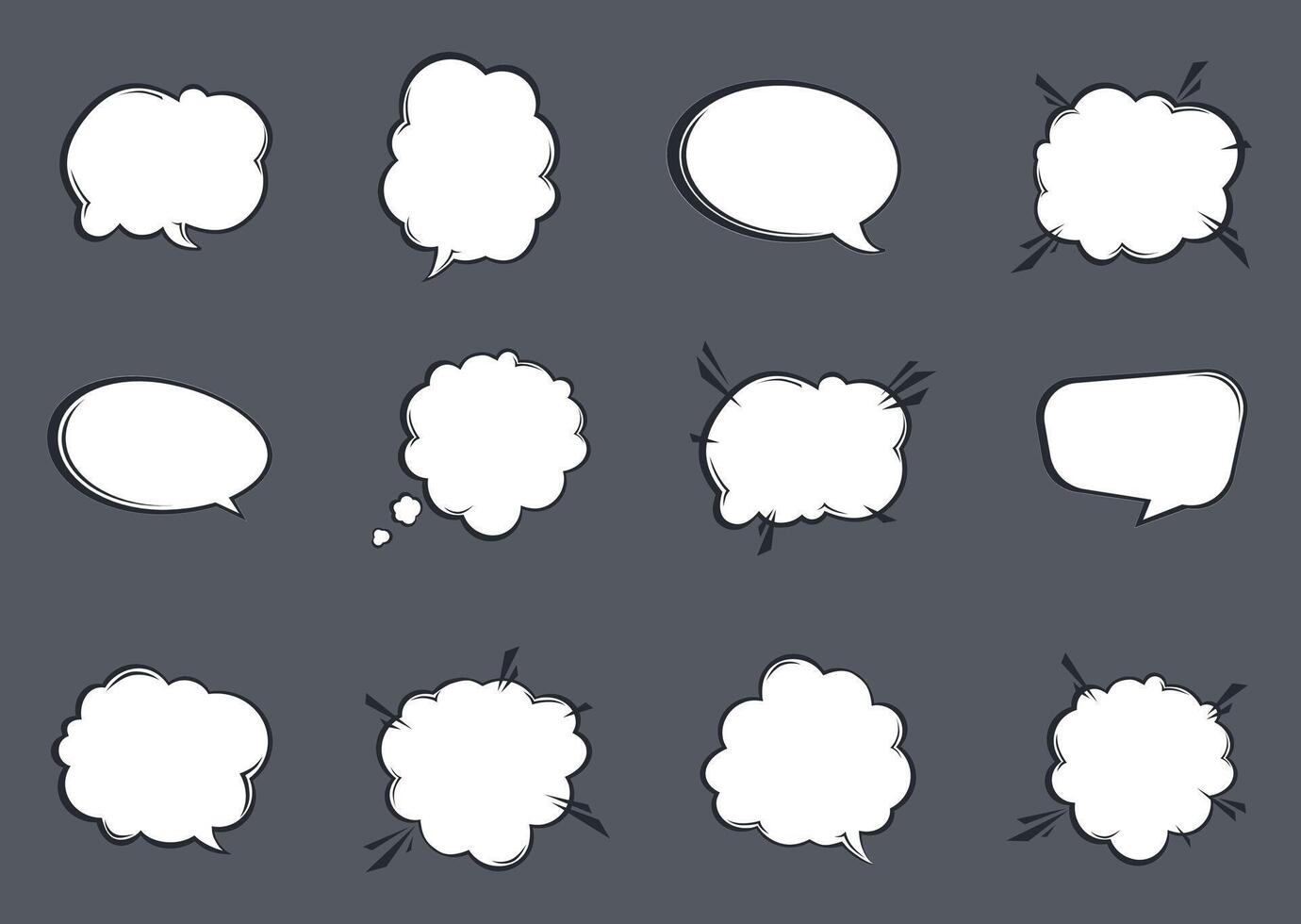 Various dialog clouds. Set of various text bubbles. Set speech bubbles. Dialog clouds vector