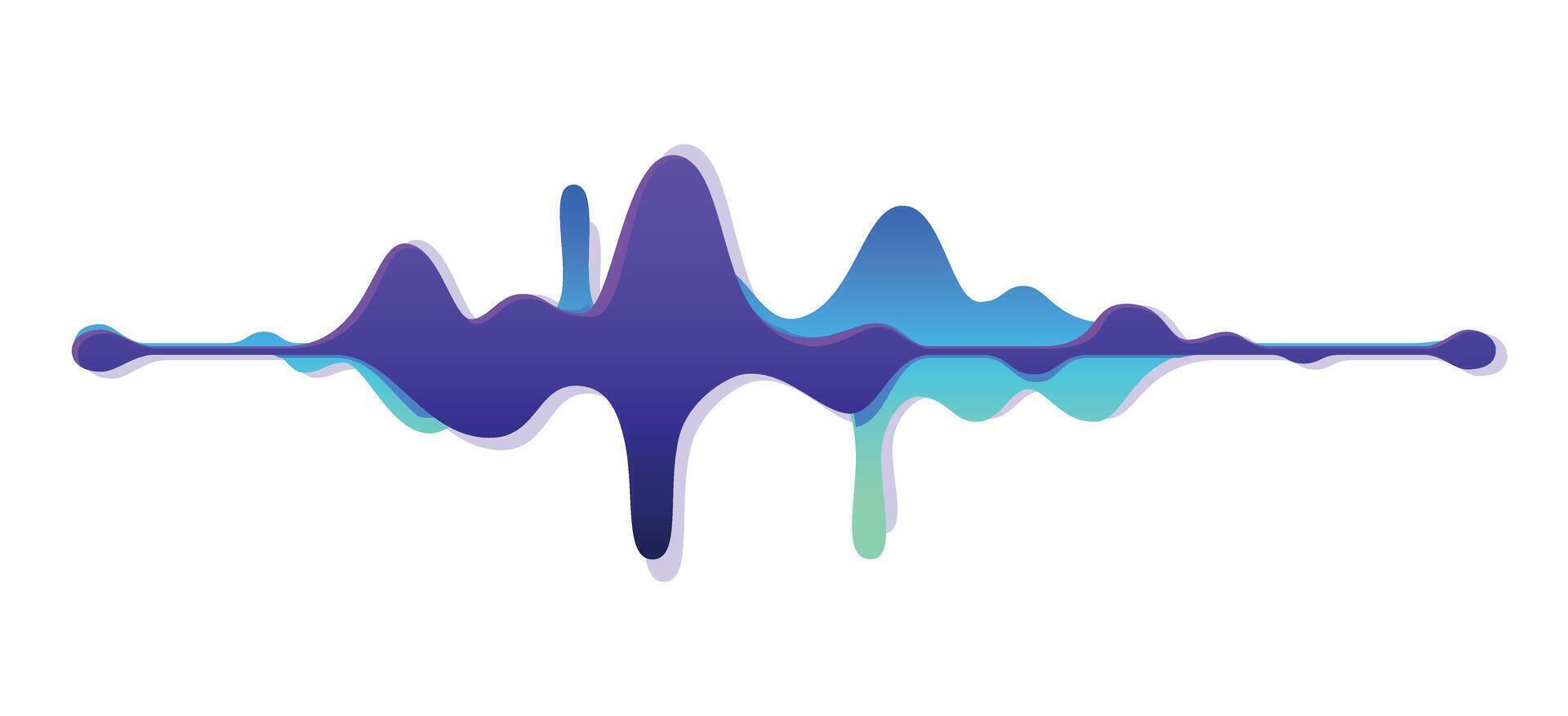 Illustration of a double sound wave. Turquoise and purple liquid sound wave on a white background vector
