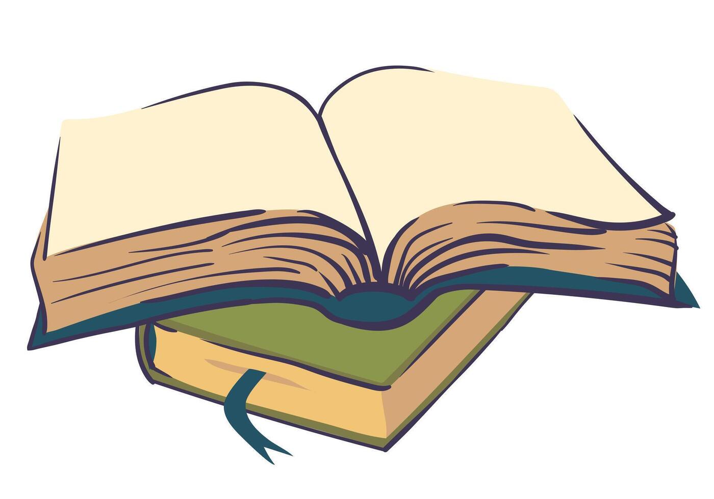 Stack of books on white background. illustration in flat style. Template for educational website design. Closed and open books. White isolated background. vector