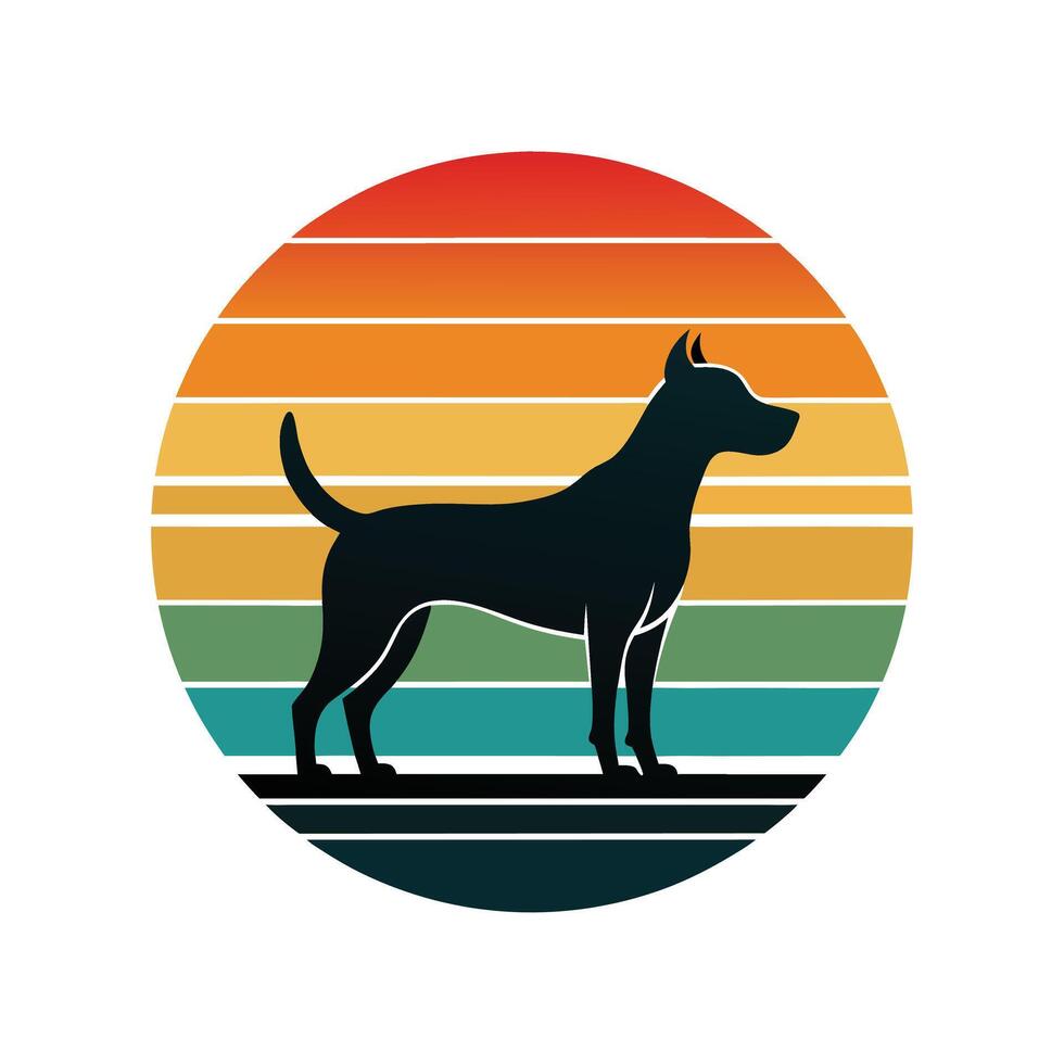 Silhouette of a Dog on the Sunset Beach vector