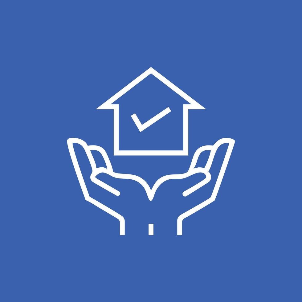 House and Hands Home Service Care Check Mark Icon vector