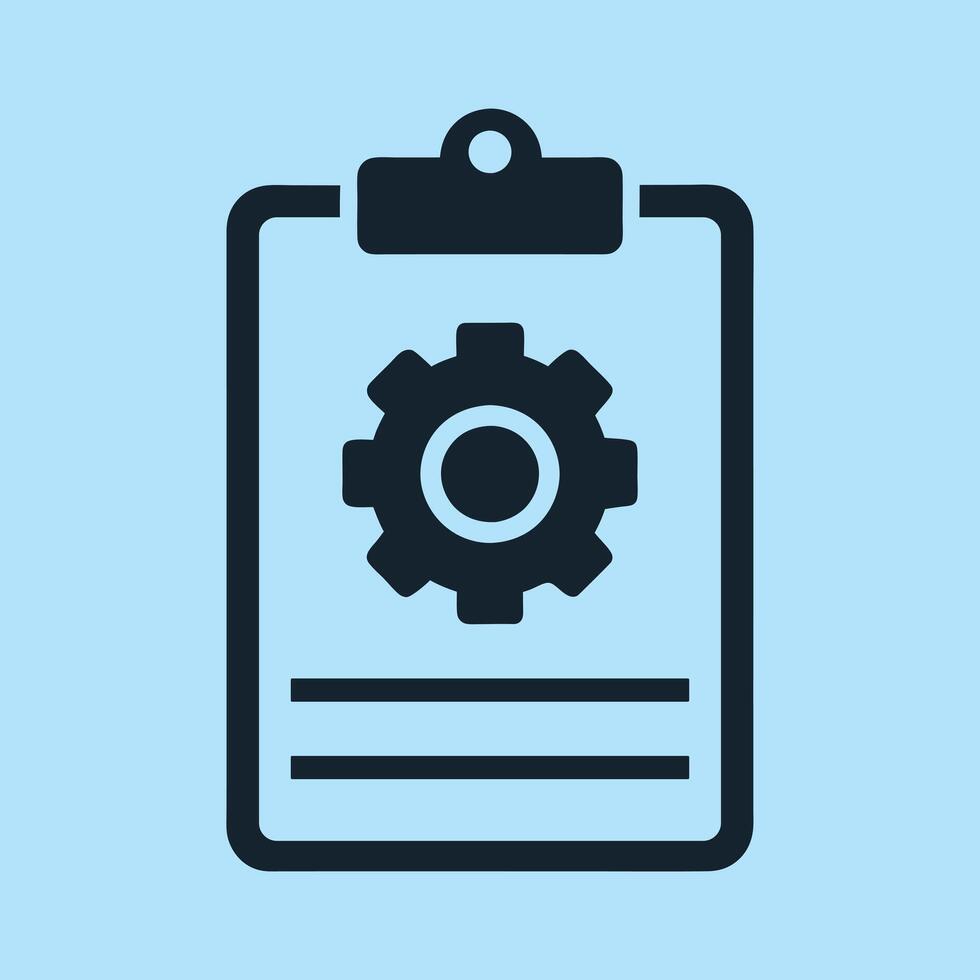 A Clipboard and Gear Setting User Manual Technical Support Flat Icon vector
