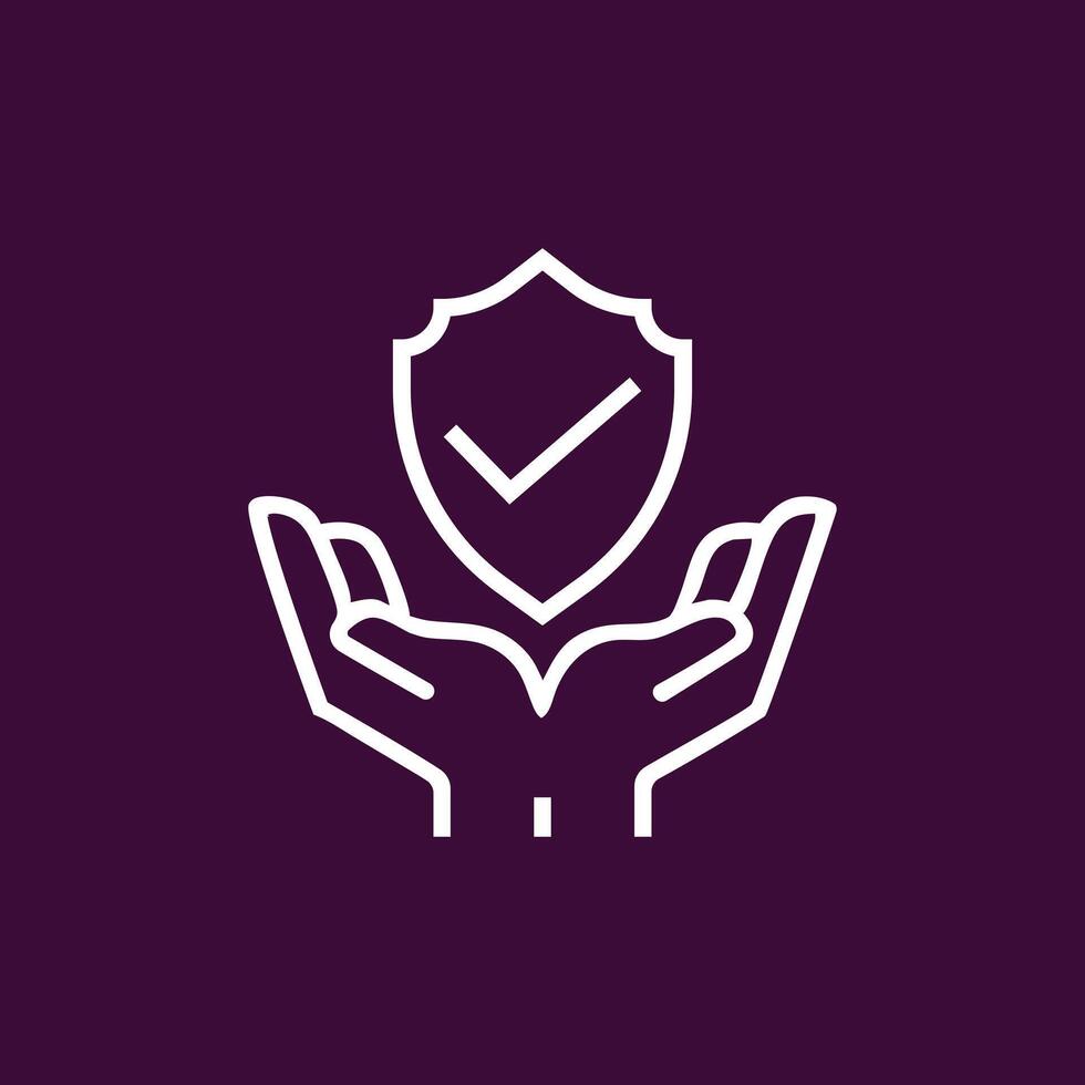 Shield and Hands Hack Virus Scam Online Protection Care Check Mark Icon vector