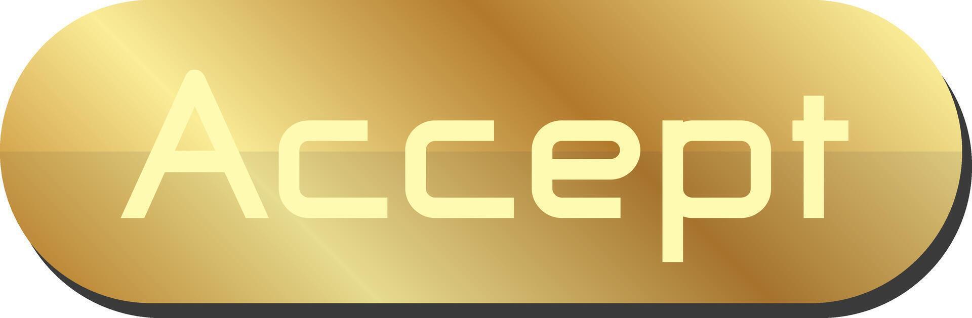 accept in gold color, golden recommendation sign on white background Graphic elements vector