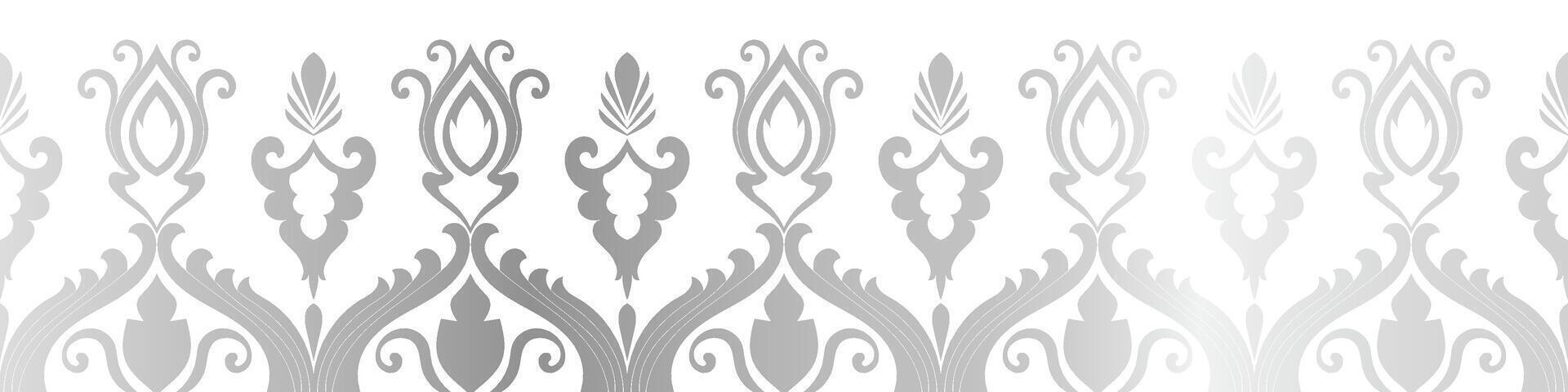 Silver seamless vintage ethnic border border gray line design vector
