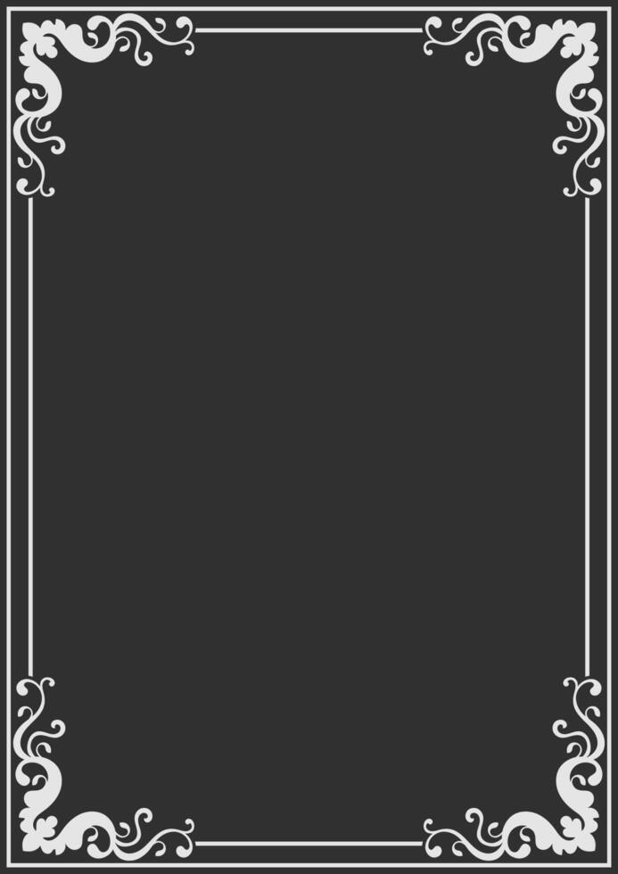Thai pattern frame, white vintage border white lines on black background vector