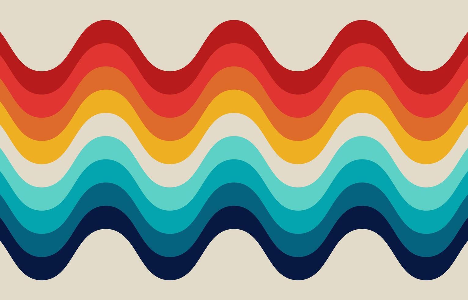 Background with rainbow colors, water waves pattern. Retro 70's style, abstract background stock illustration. vector