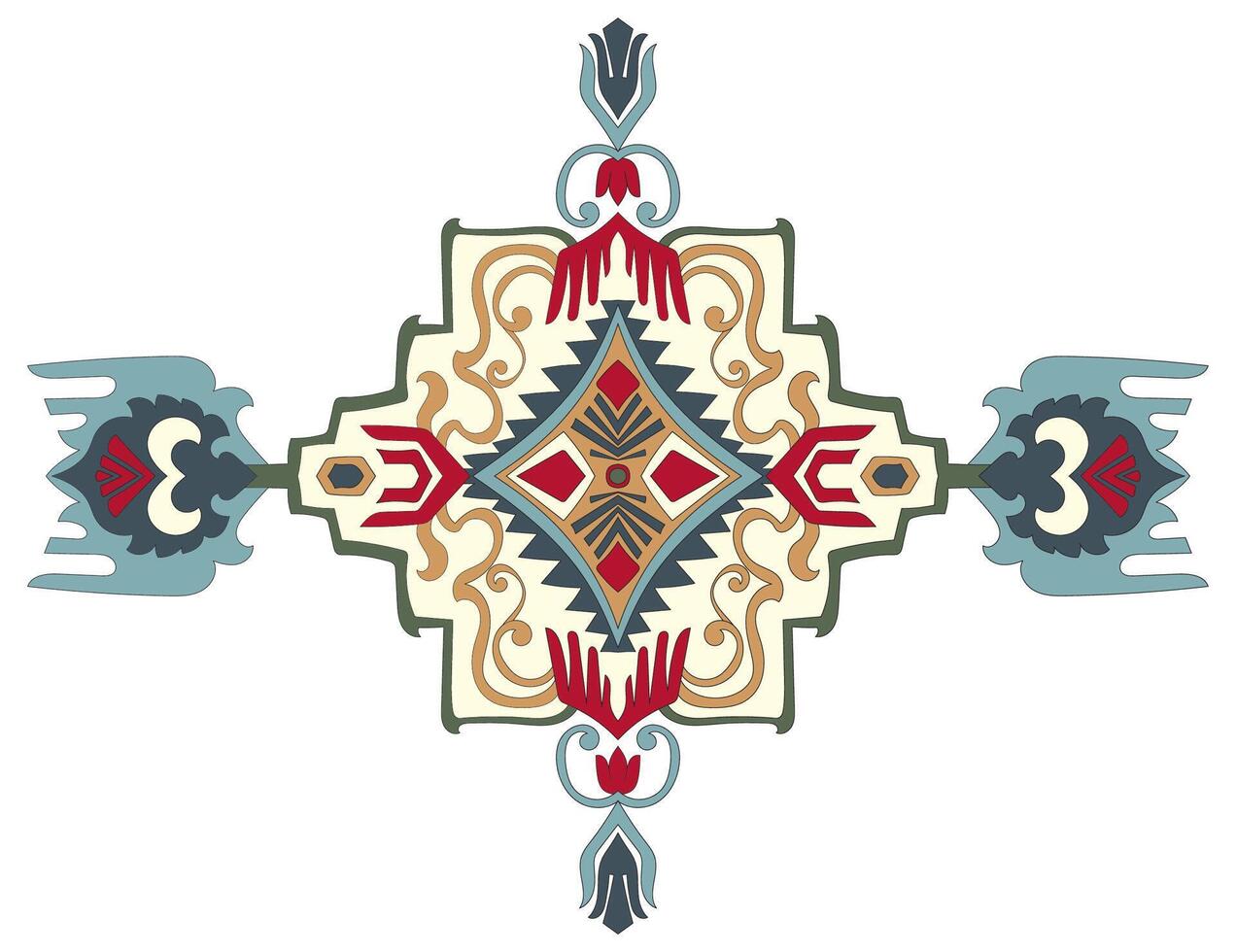 Components of the carpet, mandala pattern, abstract flowers ethnic hair vector