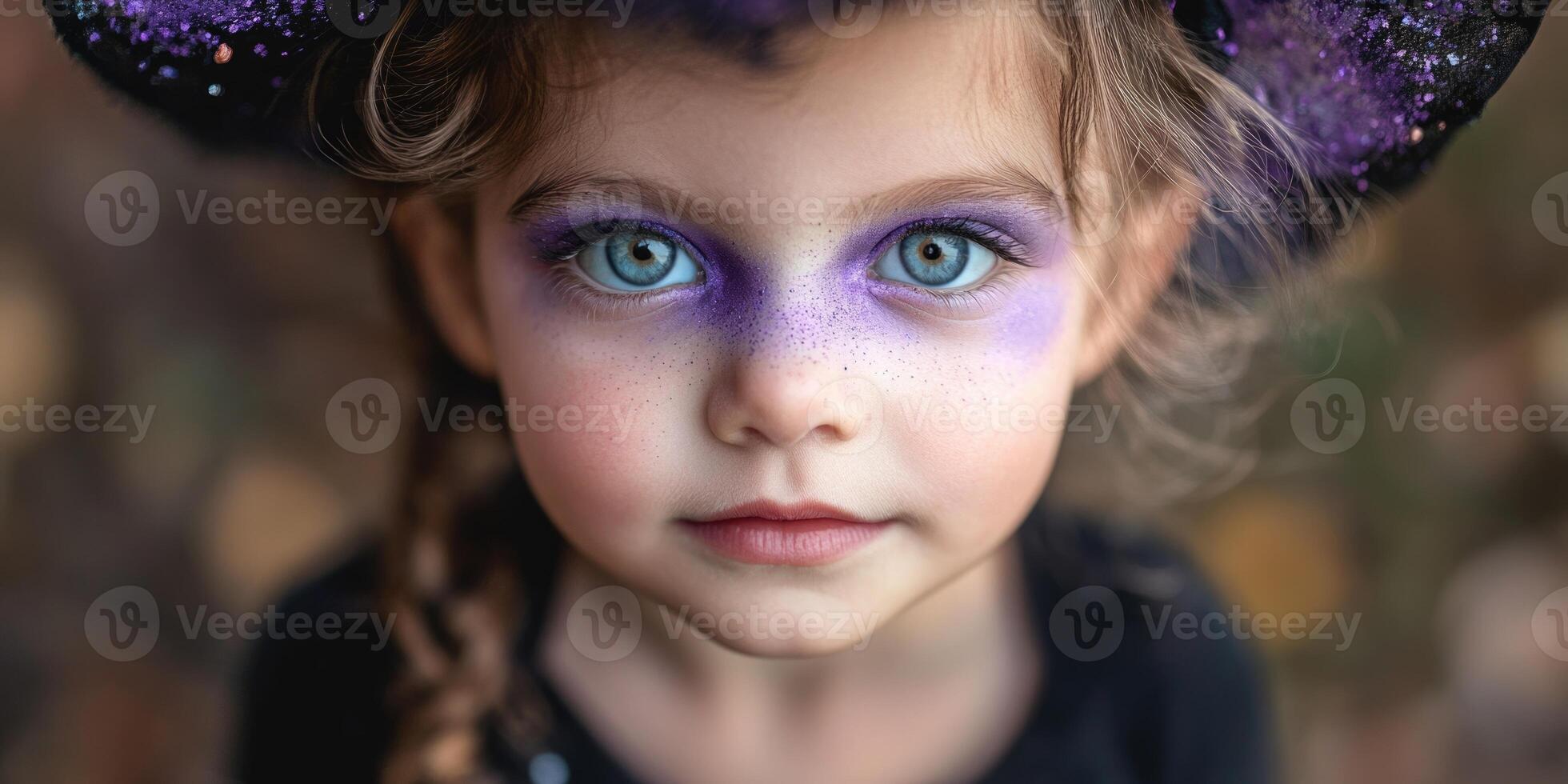 cute portrait of a toddler with Halloween makeup. photo