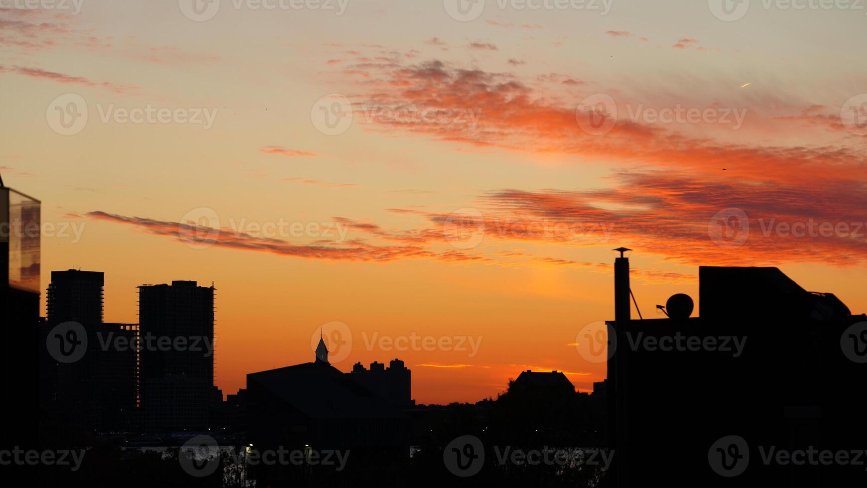 The beautiful city sunset view with the blue time sky in the New York photo