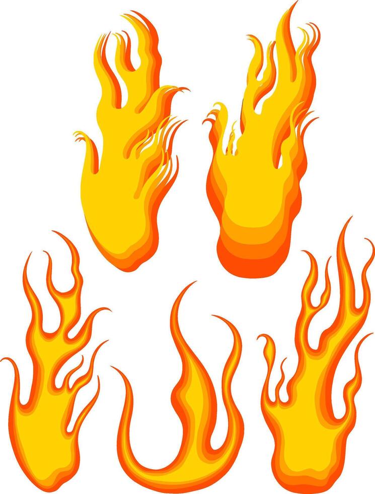 Fire flames set illustration vector