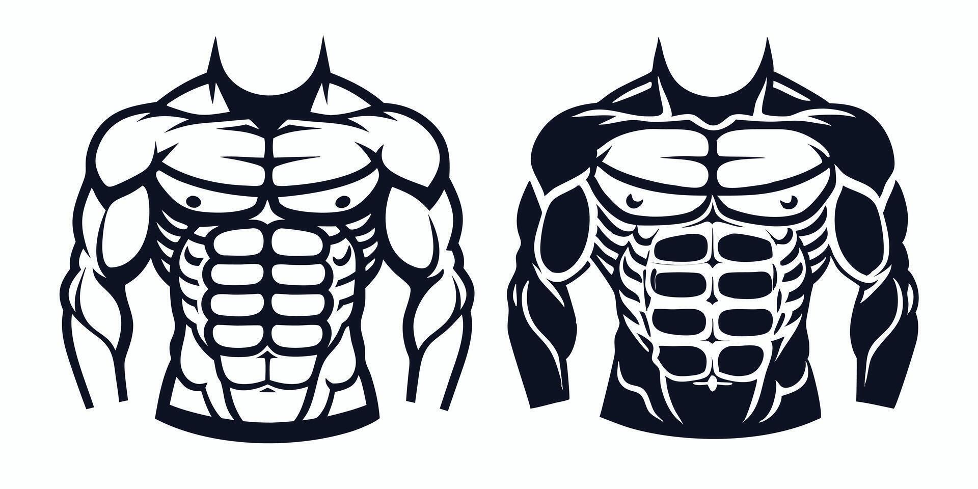creative two muscular men with different body shapes vector