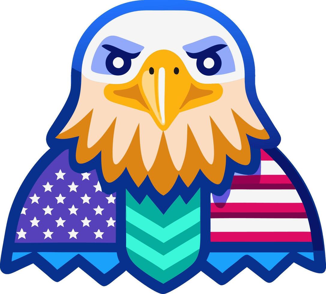 creative eagle with an american flag on its head vector