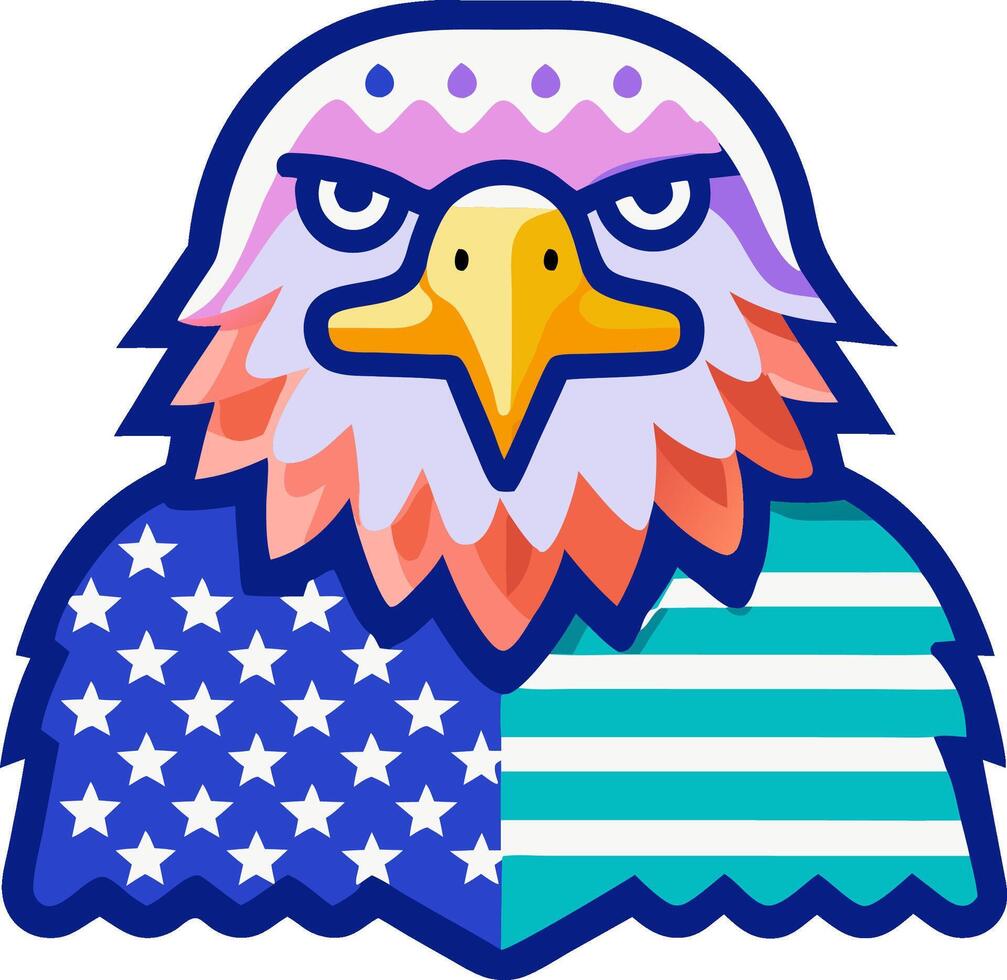 creative american eagle with an american flag on its head vector