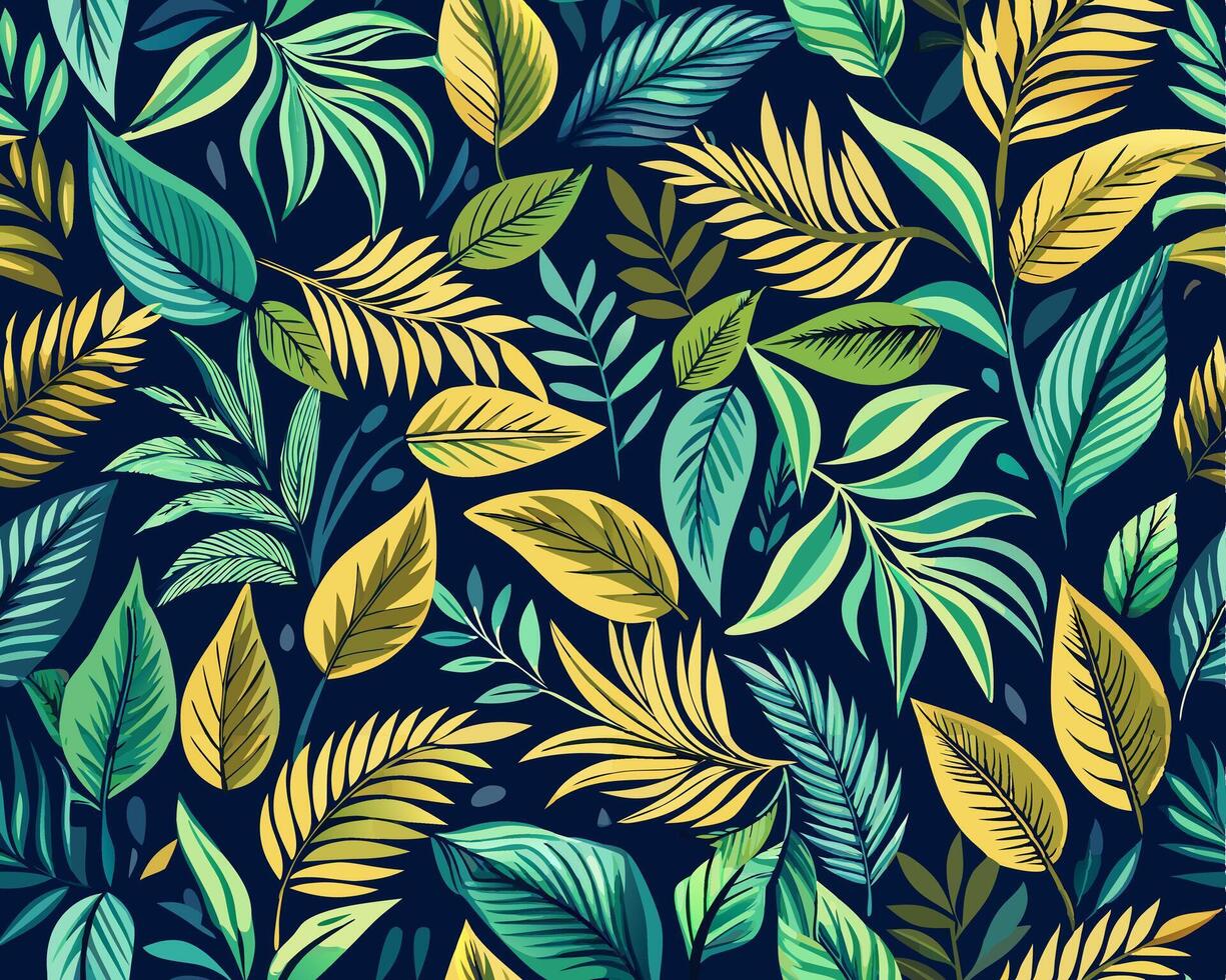 unique seamless tropical leaves pattern vector