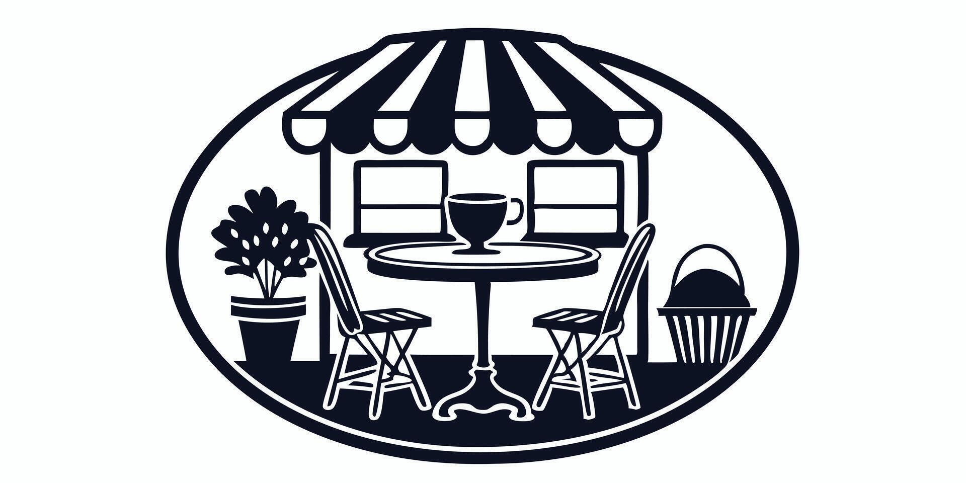 creative a black and white logo of a cafe vector