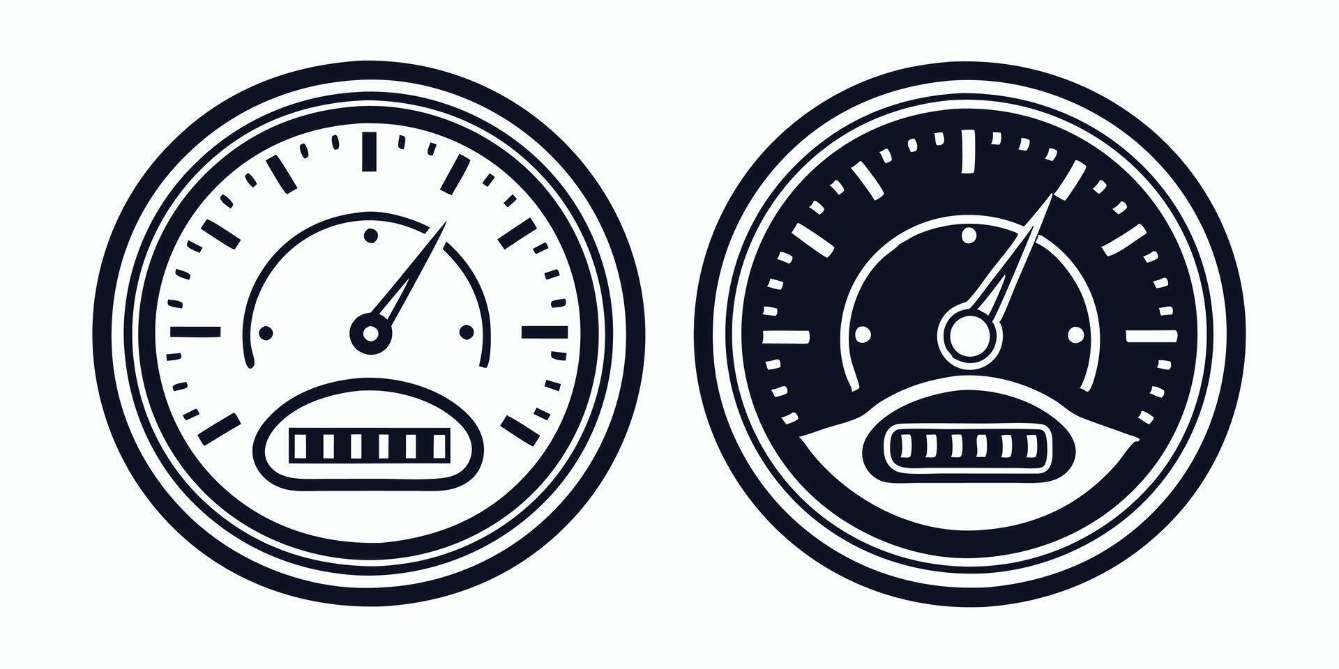 creative two speedometers are shown on a white background vector
