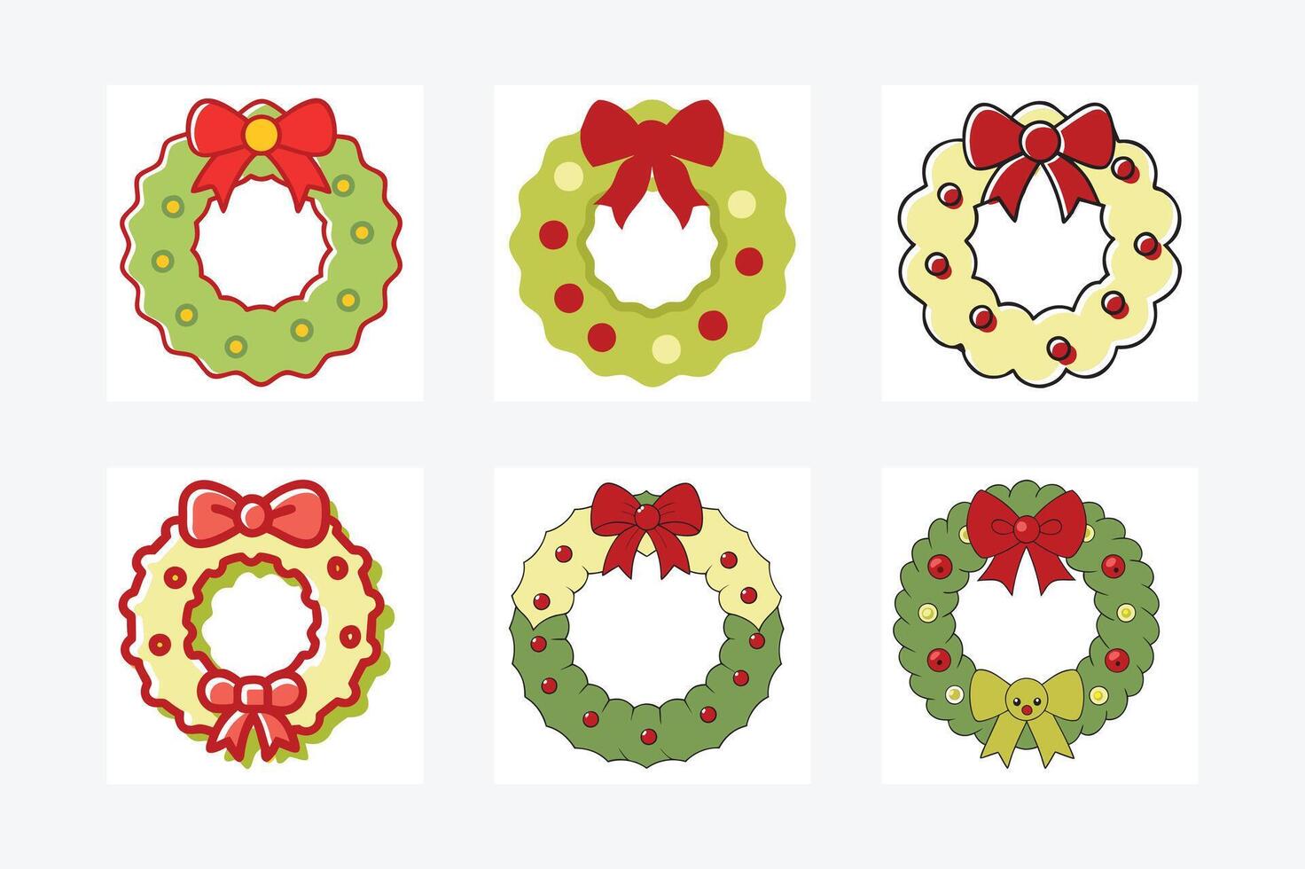 Christmas wreath set art design vector