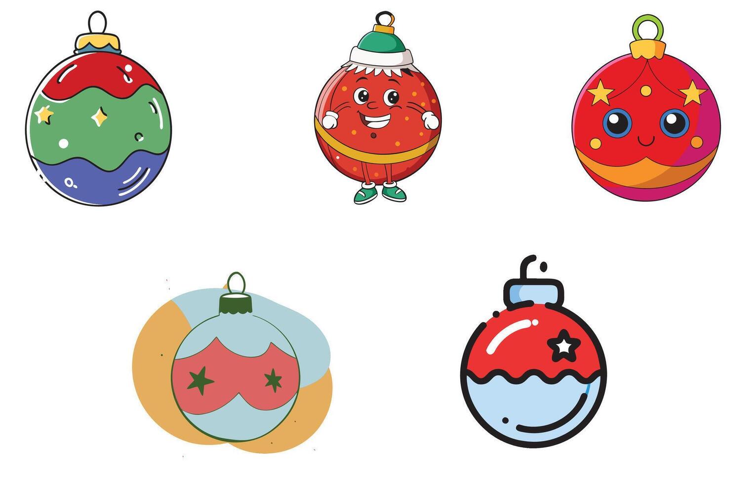 Christmas bauble set art design vector