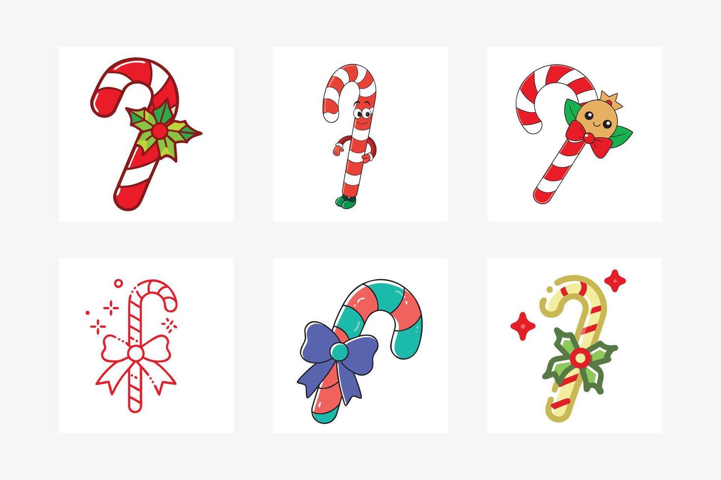 Christmas candy cane set art design vector