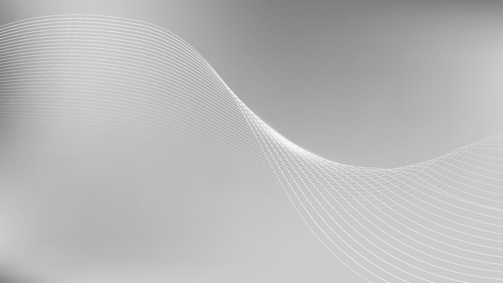 Grey gradient bg. 3d silver minimal smooth digital pattern and white wavy light. Neutral dynamic particle background. Modern data design studio backdrop. Platinum geometric futuristic banner. vector