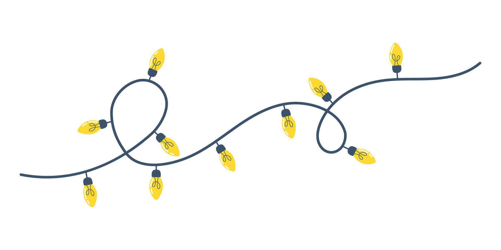 New Year garland, Christmas decorations illustration. Street decorations, room and tree decoration. vector