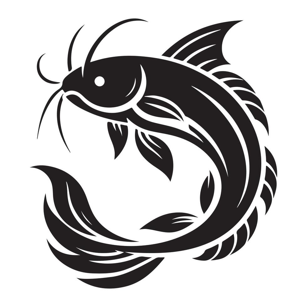 Sophisticated Catfish Logo Template Artistic Branding Design vector