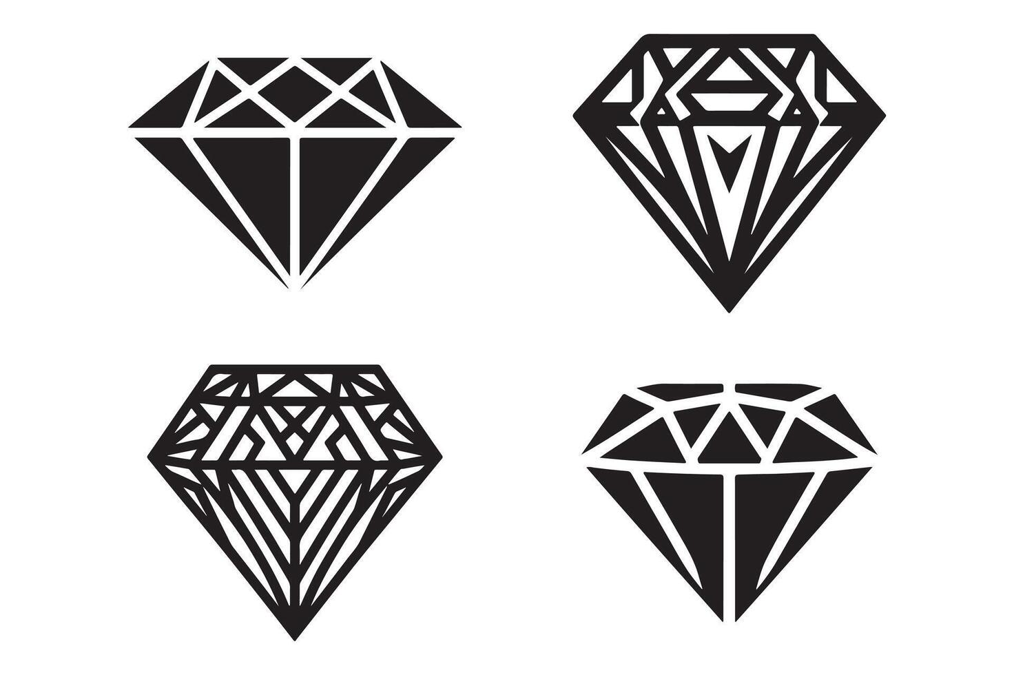 Collection of Diamond and Gem Icons Different Shapes and Flat Designs vector