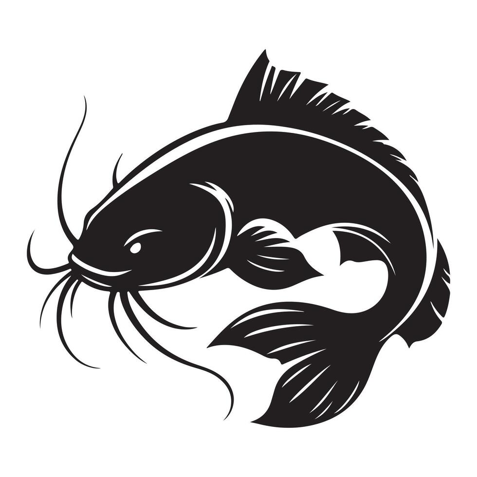 Creative Catfish Logo Design Template Elegant Drawing Art vector