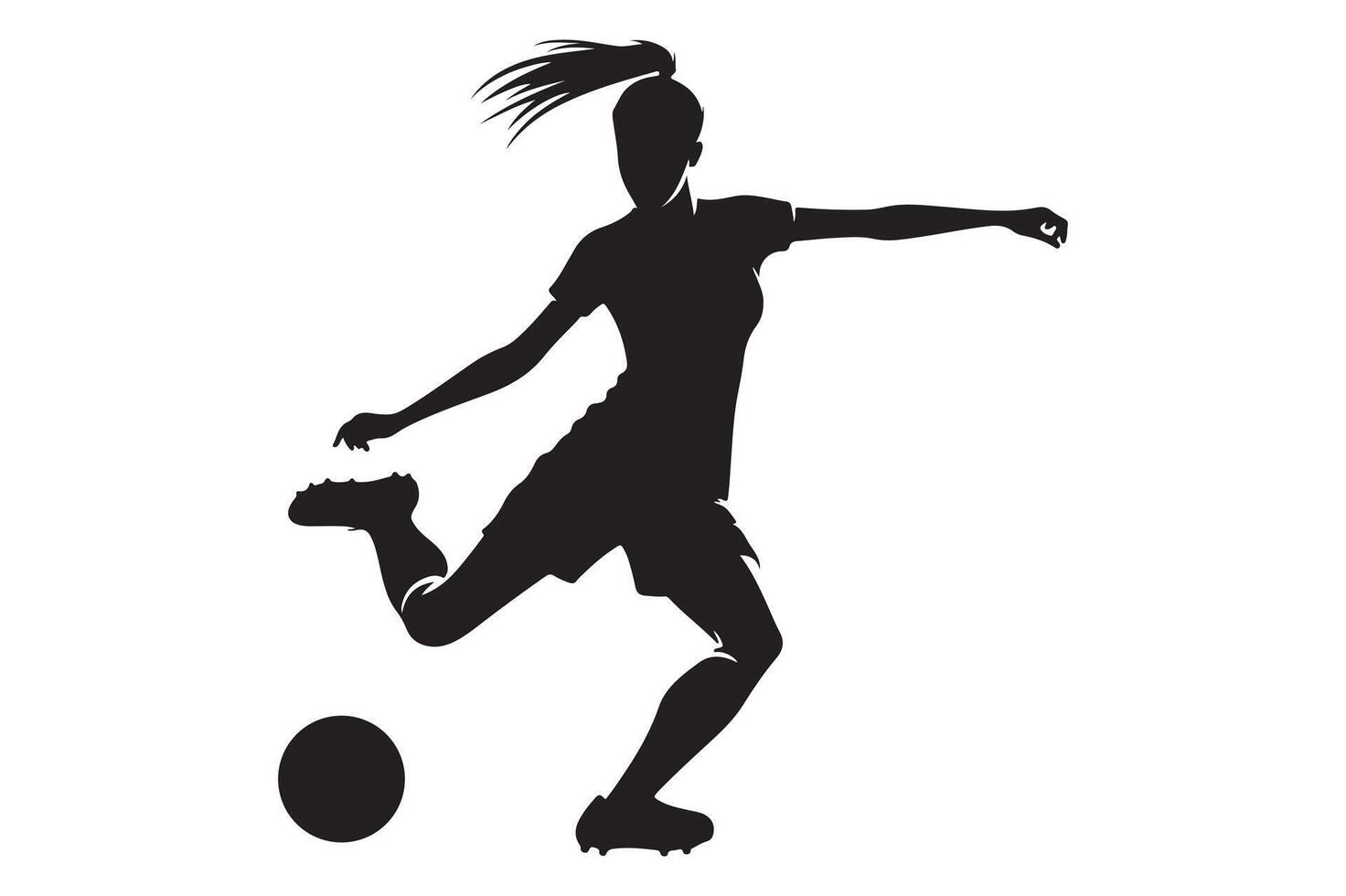 Silhouette of Female Soccer Player in Action vector
