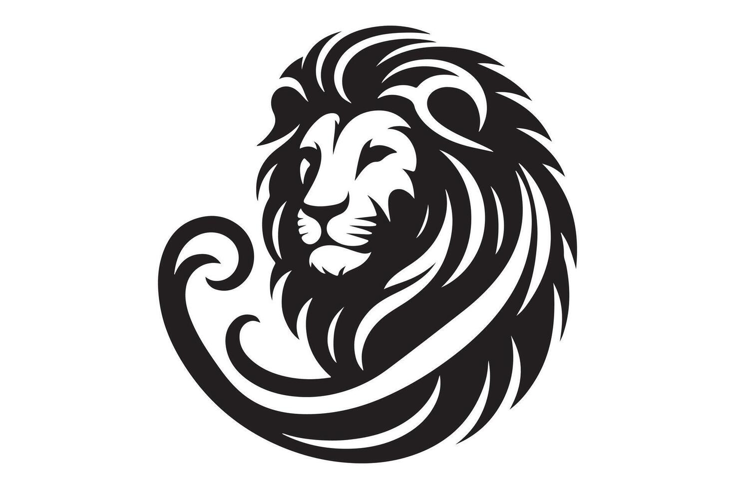 Lion Icon in Silhouette Side View Representation of Bravery vector