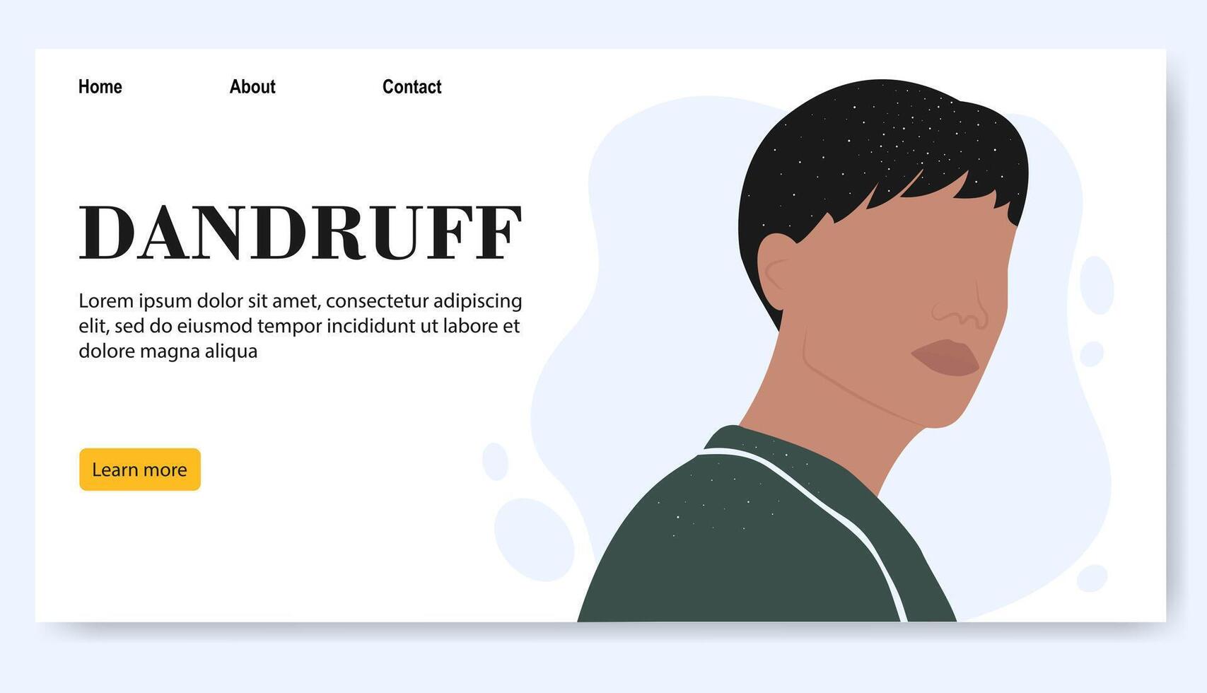 Scalp infection medicine banner. Man with dandruff illustration. Hair scalp problem vector