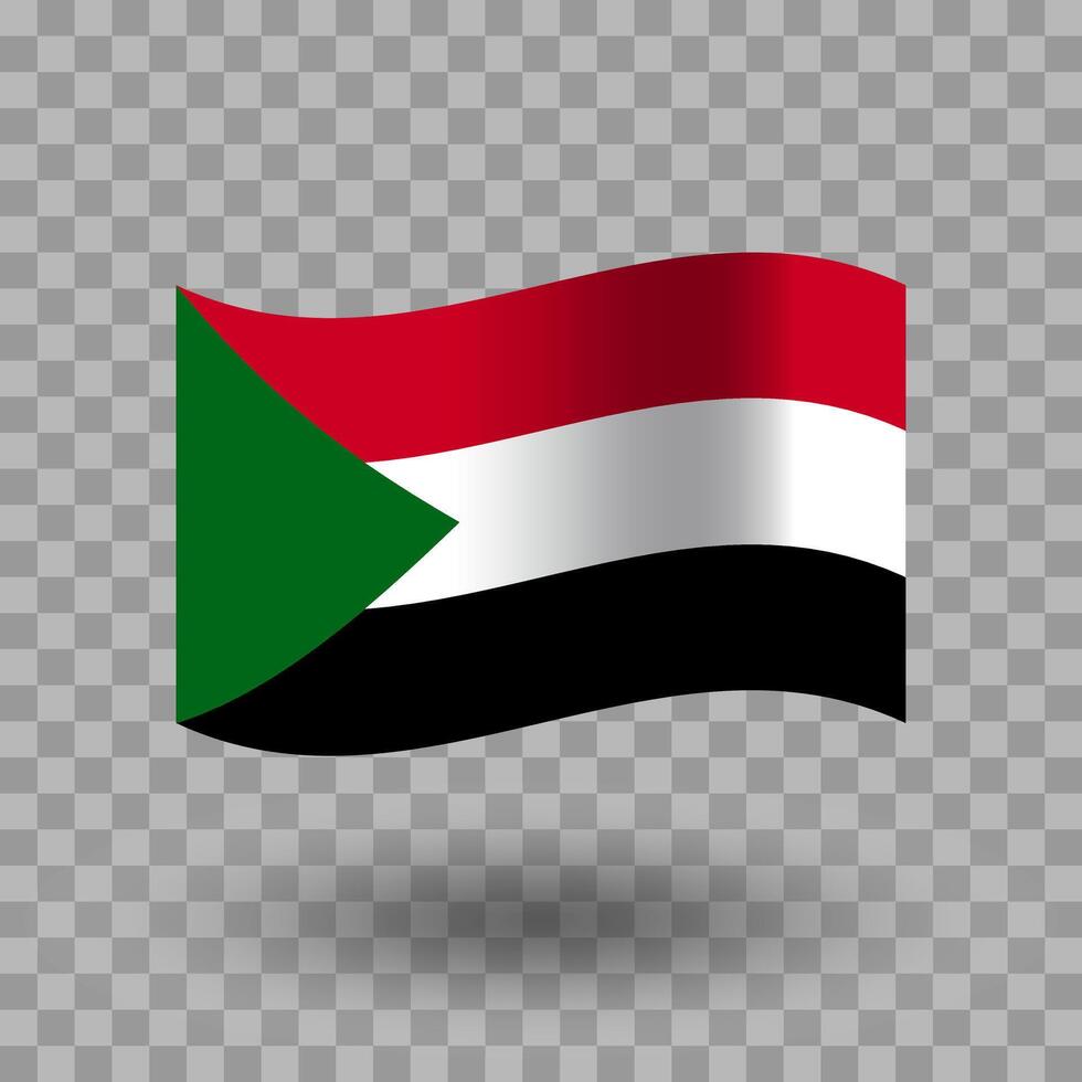 Sudan flag. Sudan wavy flag isolated. Flag of Sudan symbol icon. EPS 10 vector