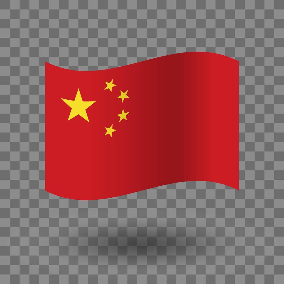China flag. China wavy flag isolated. National flag of China symbol icon. EPS 10 vector