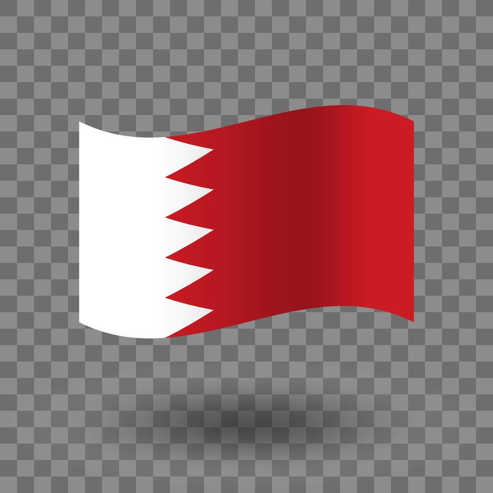 Bahrain flag. Bahrain wavy flag isolated. Flag of Bahrain symbol icon. EPS 10 vector