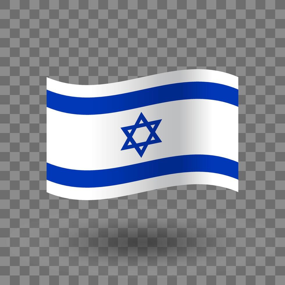 Israel flag. Israel wavy flag isolated. Flag of Israel symbol icon. EPS 10 vector
